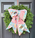 Pink Vintage Quilted Bow Wreath