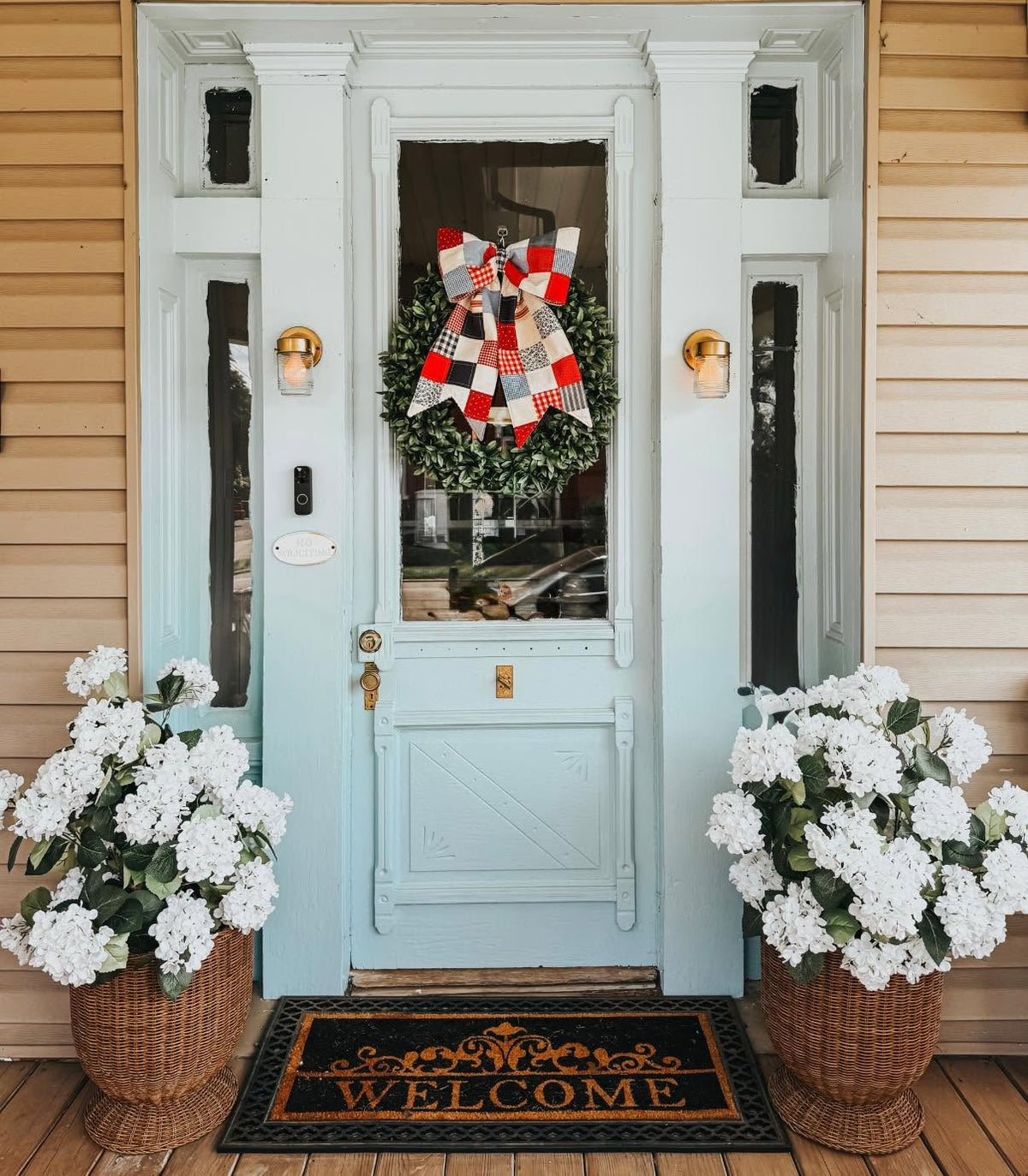 American Patchwork Bow Wreath