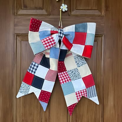 American Patchwork Bow Wreath